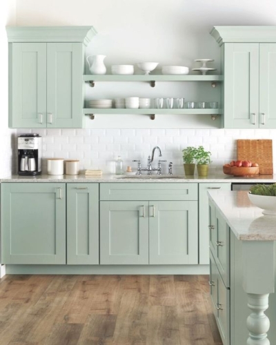 Mint green kitchen - subtle & romantic  Mint kitchen, Kitchen interior, Interior  design kitchen